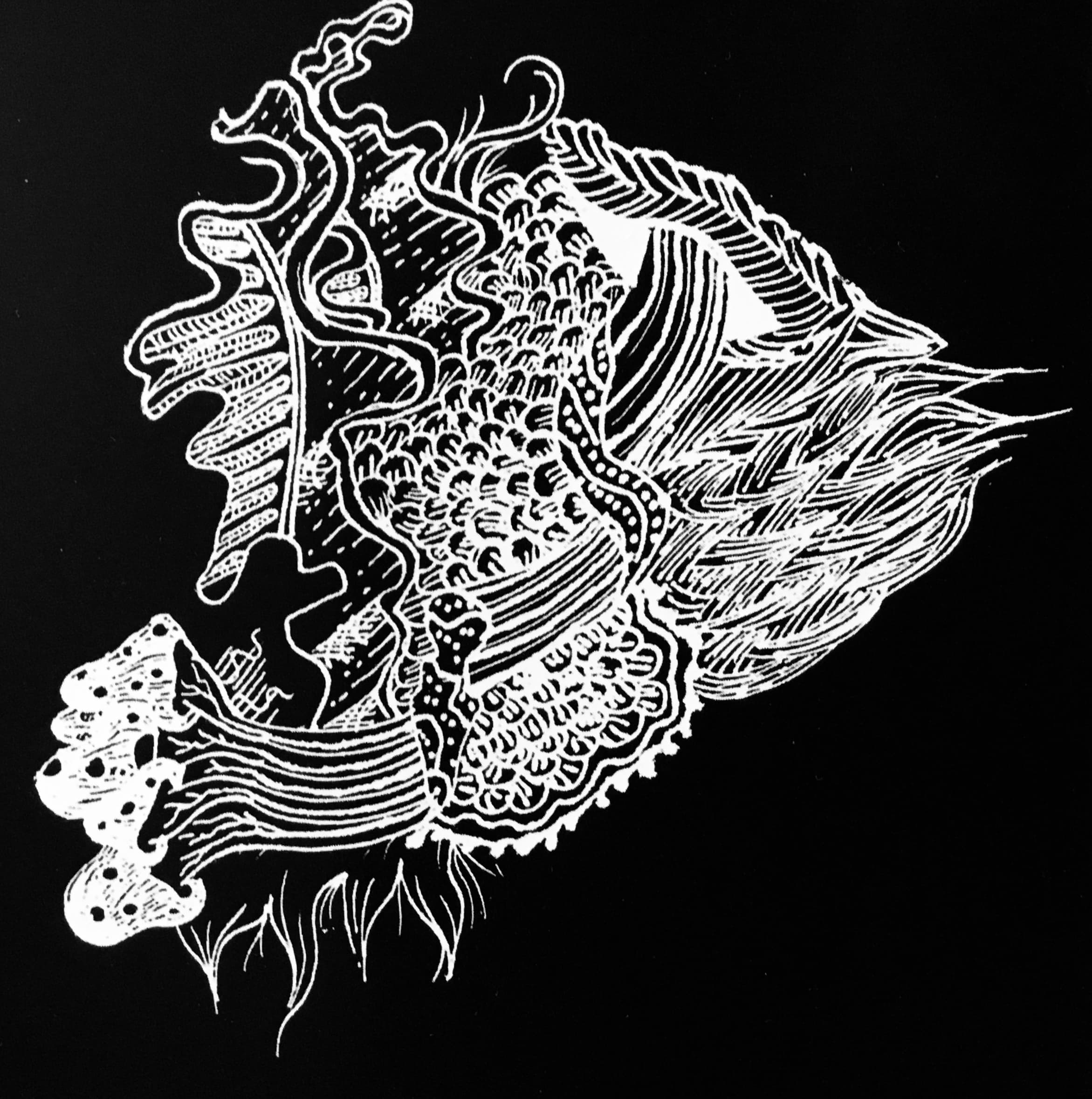 planet enigma liner illustration, ink on paper, inverted, 2016