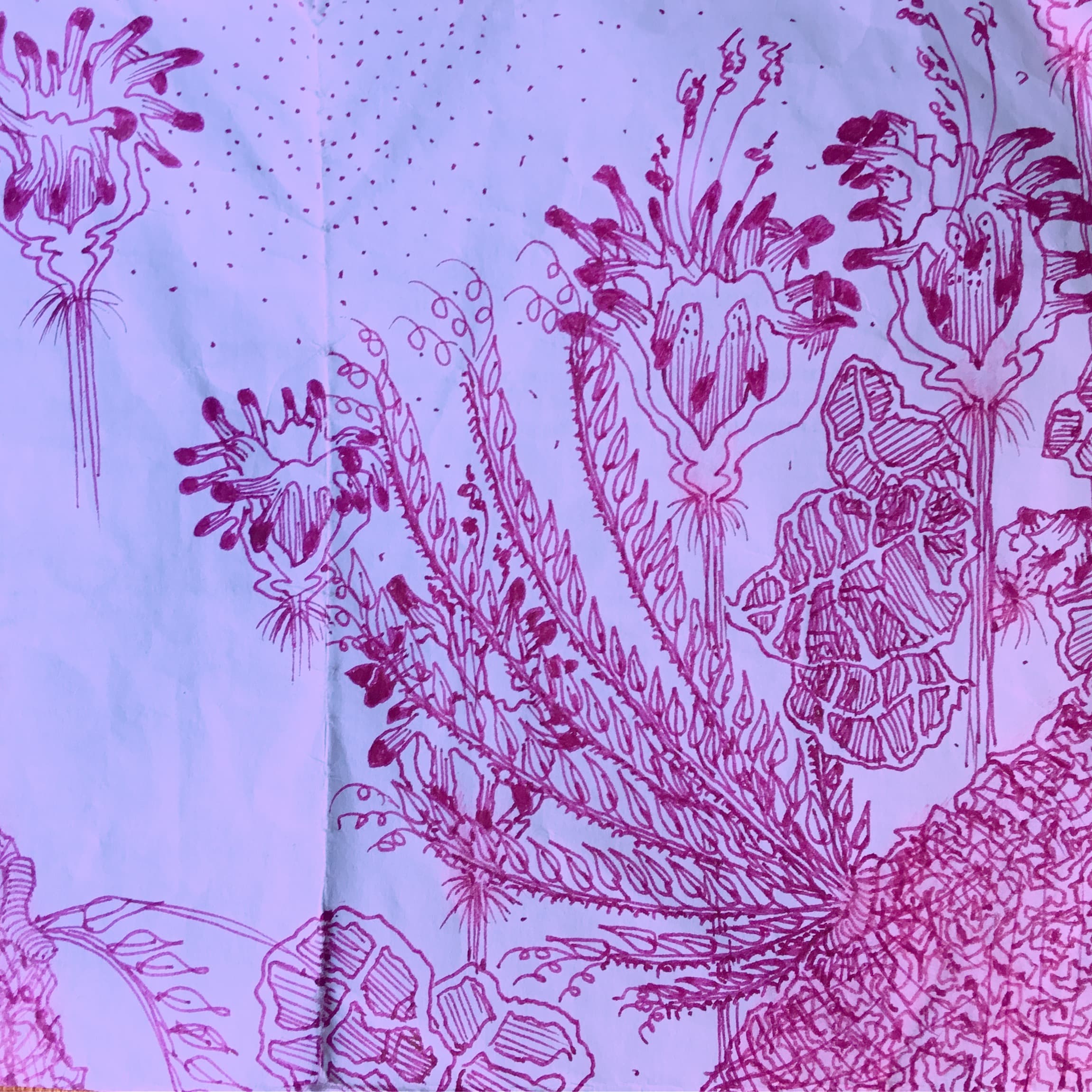 UK tour doodle, ink on paper, 2019